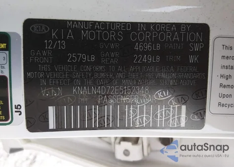 2014 Kia Cadenza Premium из США, поврежденный, VIN KNALN4D72E5152348